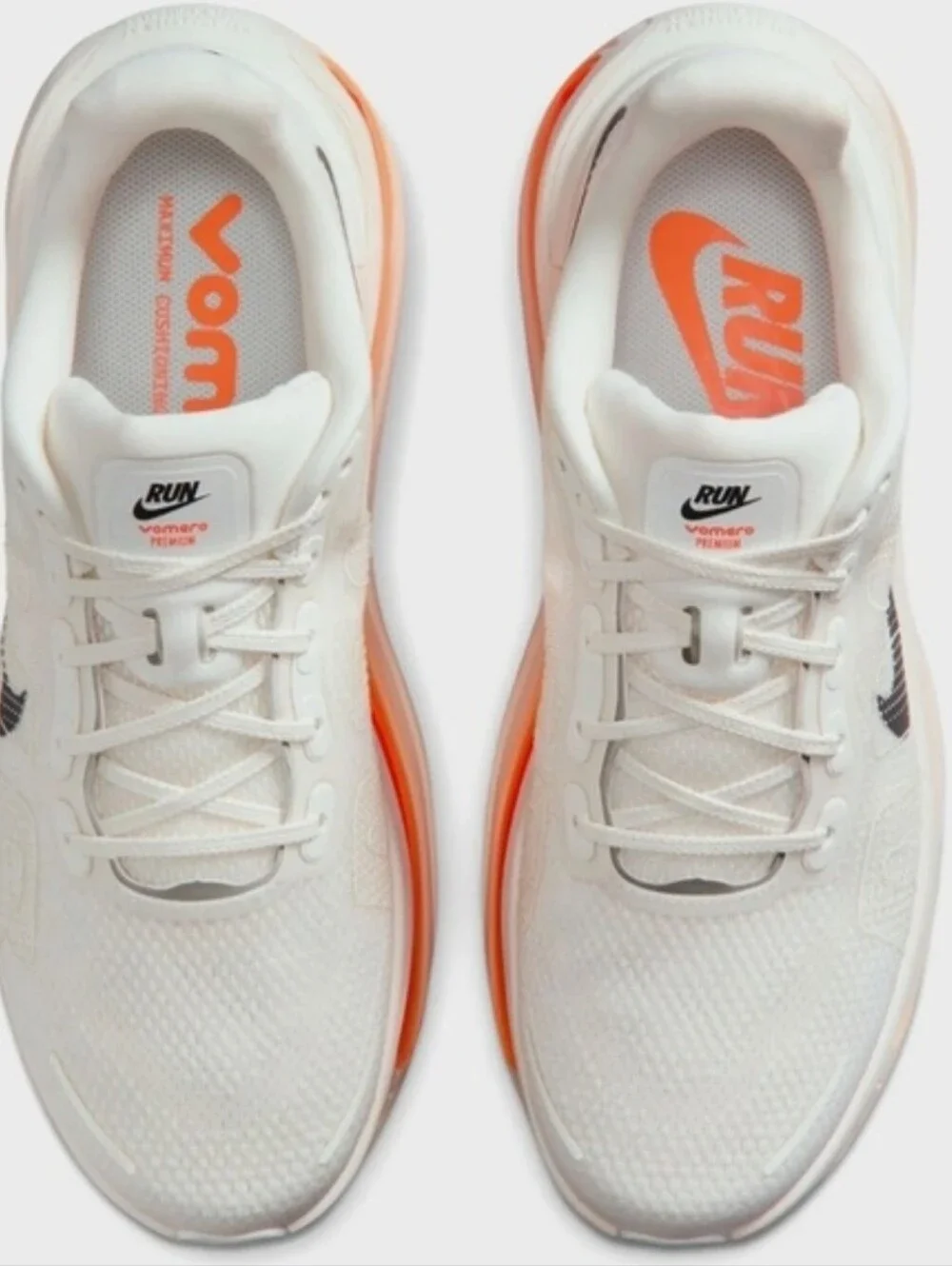 Nike Men's Vomero Premium Running Shoes in Sail/Coconut Milk/Orange Size 5